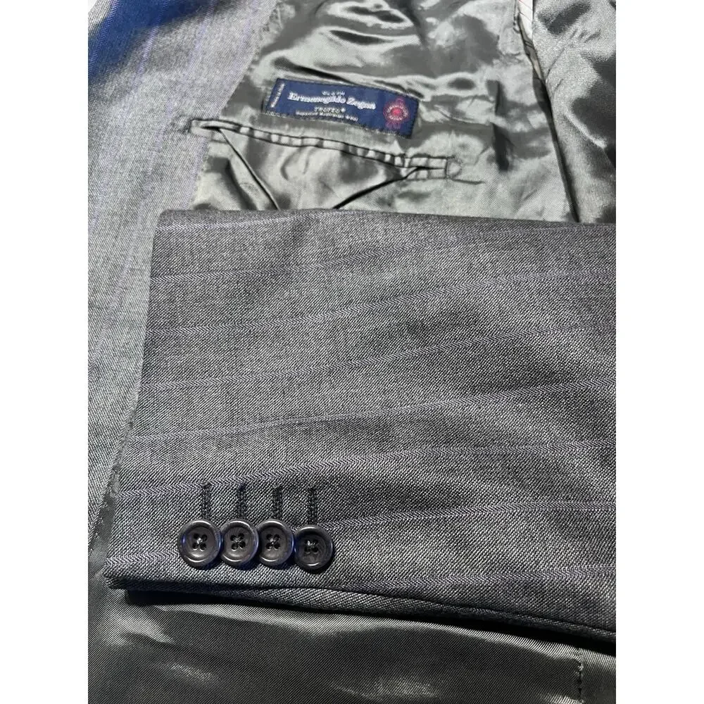 Zegna Trofeo Superfine Australian Wool Suit 46Rv 39x30 Gray Lavender Italy